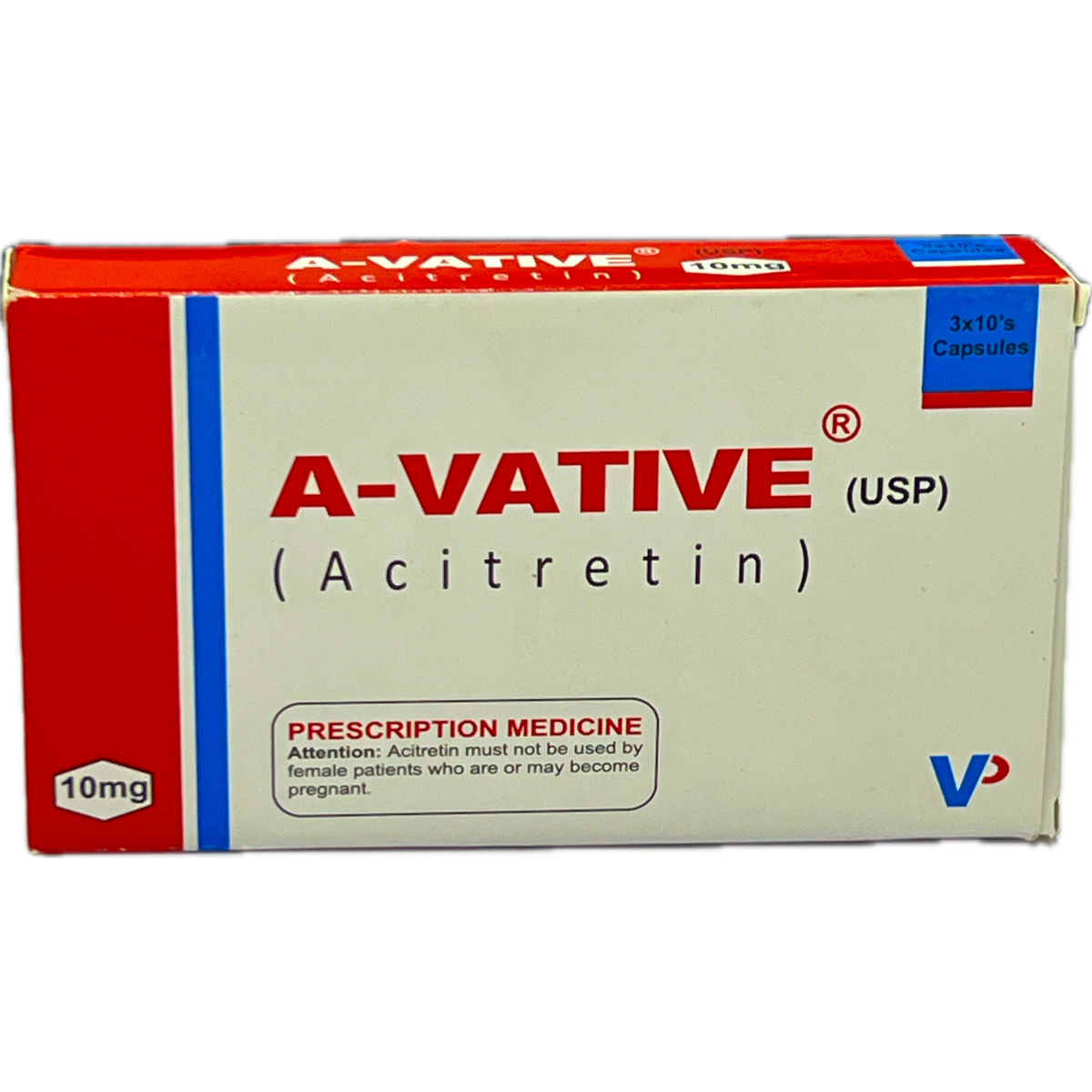 A-VATIVE 10mg (Acitretin USP) - 30 Capsules (3x10's)