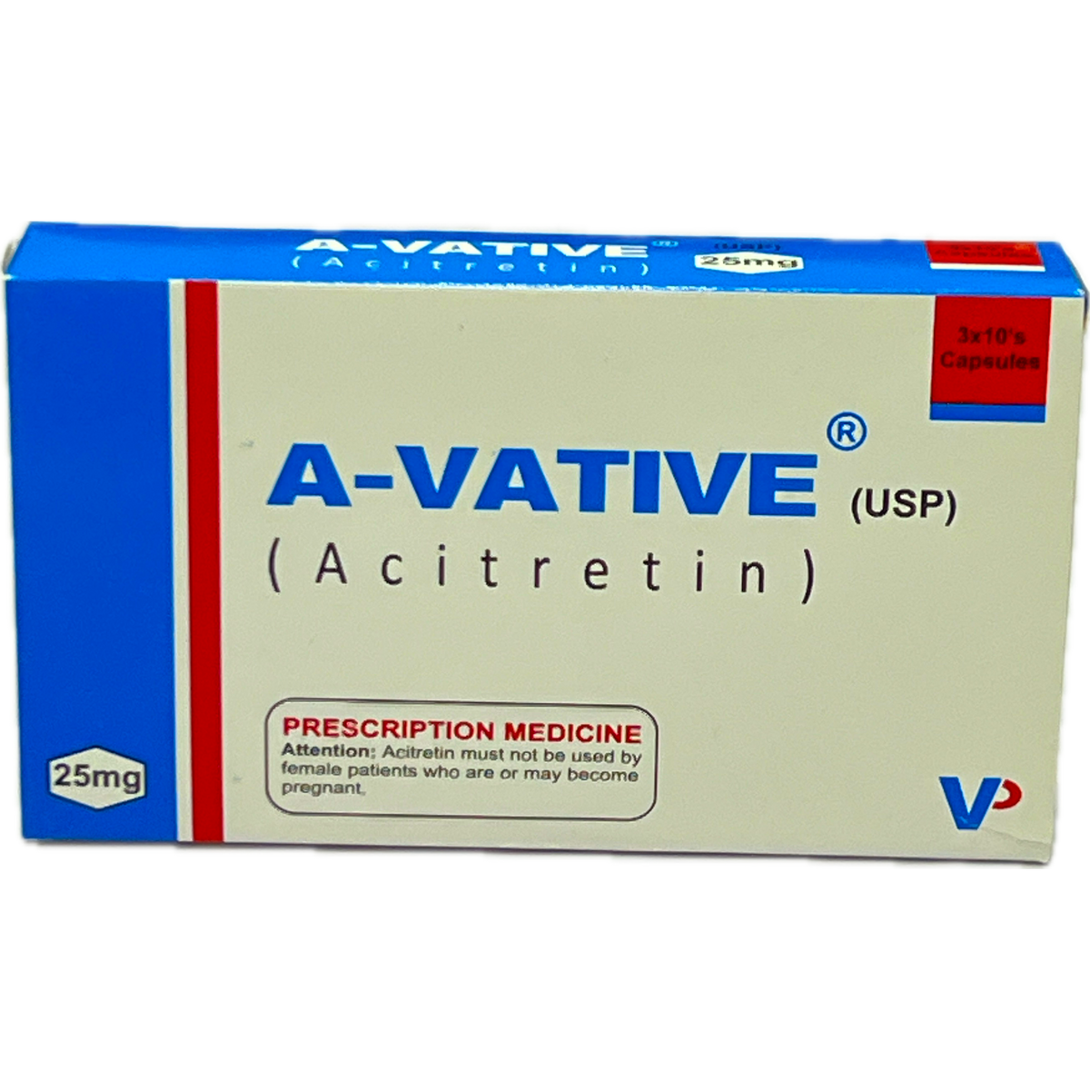 A-VATIVE 25mg (Acitretin USP) - 30 Capsules (3x10's)