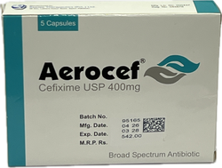 Aerocef Cefixime USP 400mg Capsules 5s by Raazee Therapeutics