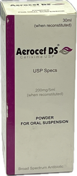 Aerocef DS Cefixime USP Powder for Oral Suspension 200mg/5ml 30ml
