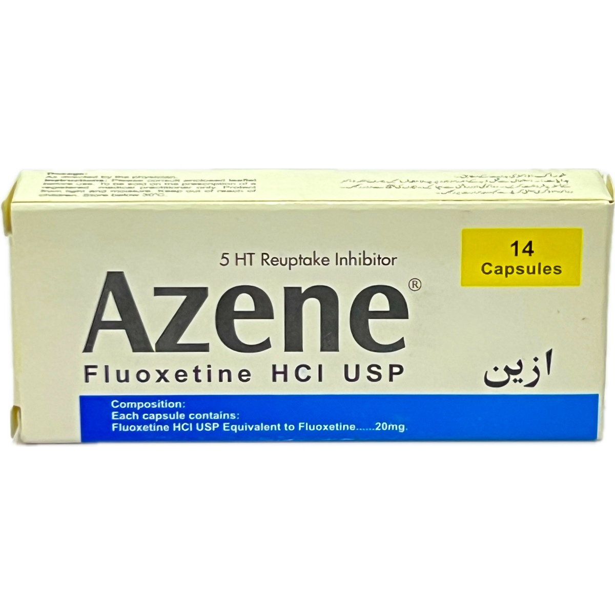 Azene 20mg (Fluoxetine HCl USP) - 14 Capsules
