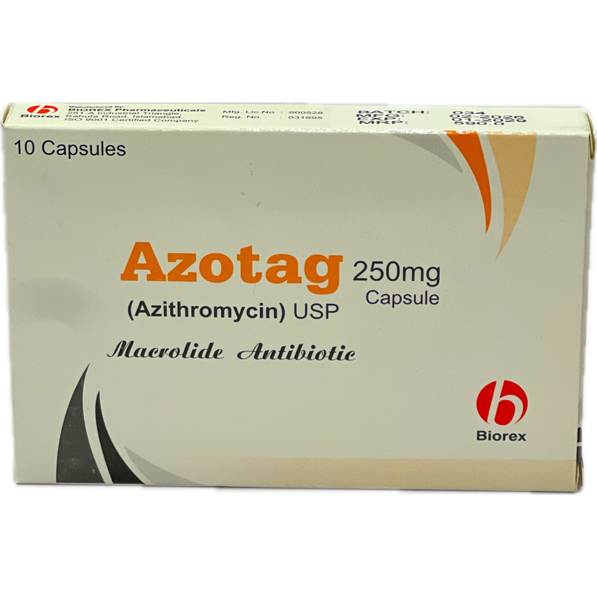 Azotag 250mg Capsule (Azithromycin USP) - 10 Capsules