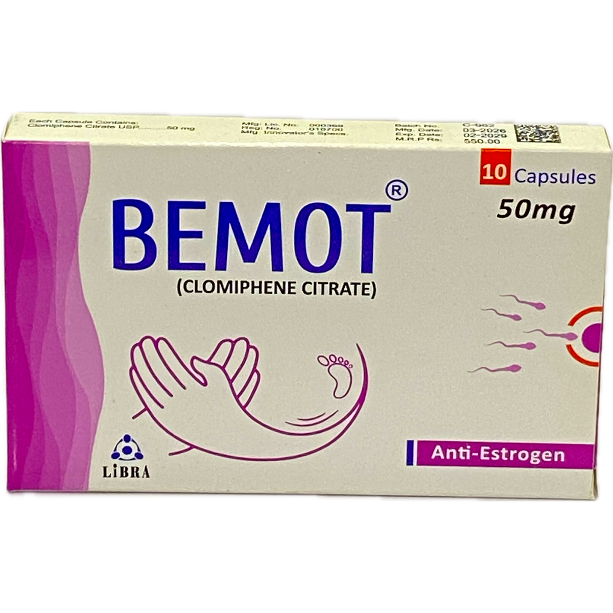 BEMOT 50mg (Clomiphene Citrate USP 50mg) - 10 Capsules