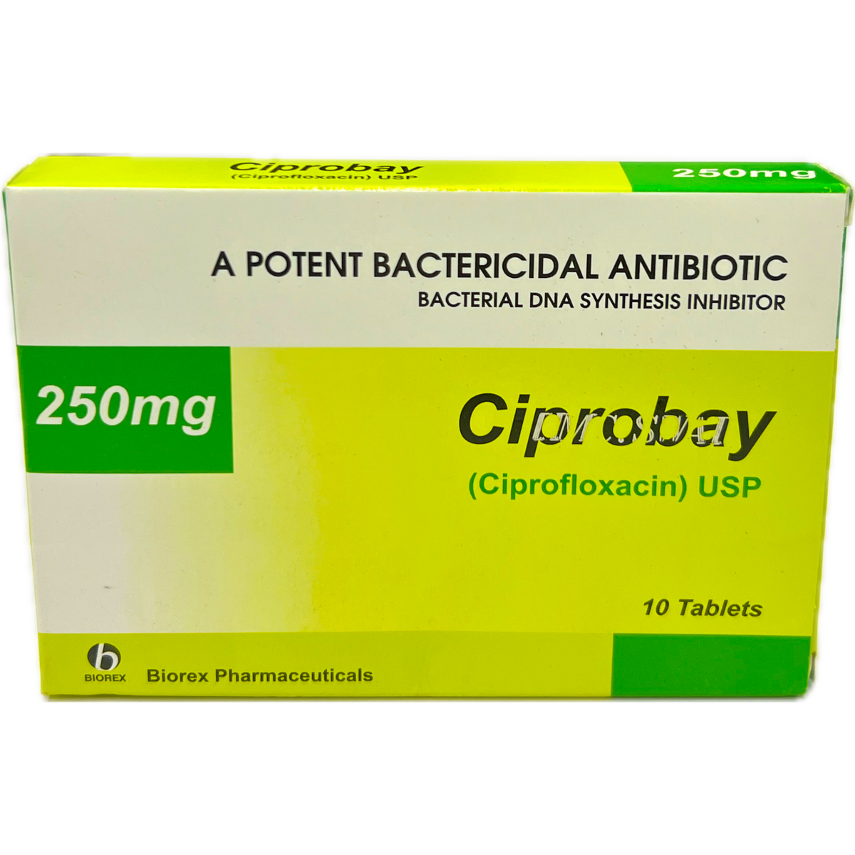 Ciprobay 250mg - Ciprofloxacin USP - 10 Tablets