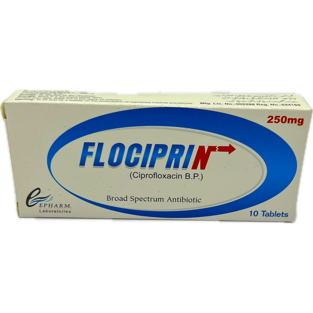 Flociprin Ciprofloxacin B.P. 250mg Tablets - 10 Tablets