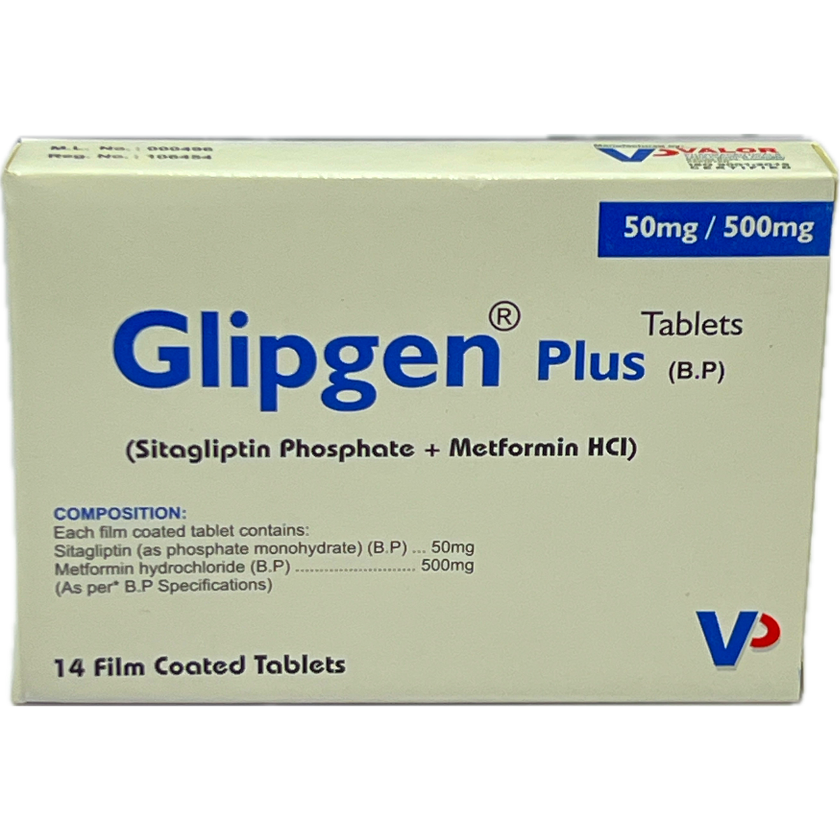 Glipgen Plus 50mg / 500mg - 14 Tablets