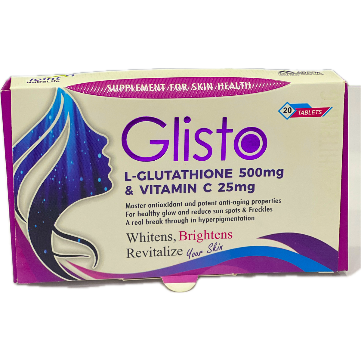 Glisto L-Glutathione 500mg + Vitamin C 25mg - 20 Tablets