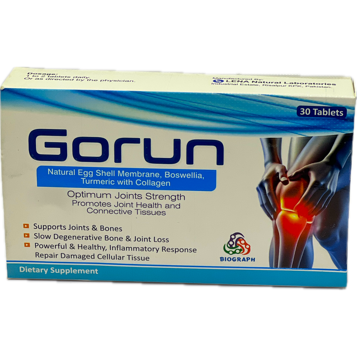 Gorun Tablets - Natural Egg Shell Membrane, Boswellia, Turmeric with Collagen - 30 Tablets
