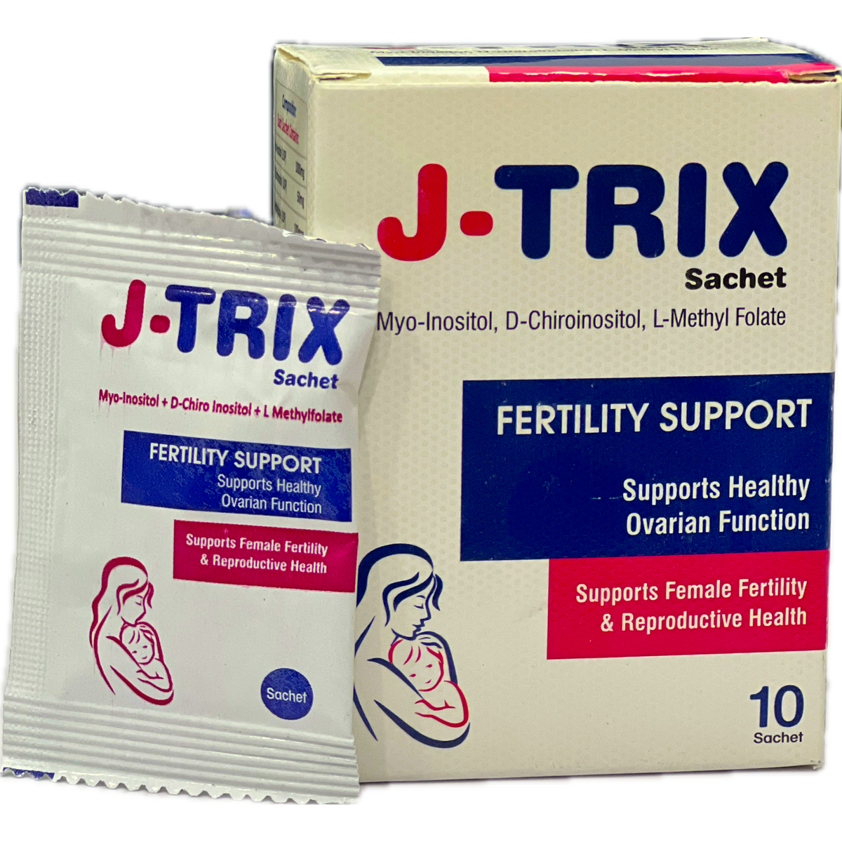 J-Trix Sachet - Myo-Inositol + D-Chiro Inositol + L-Methyl Folate - Fertility Support - 10 Sachets