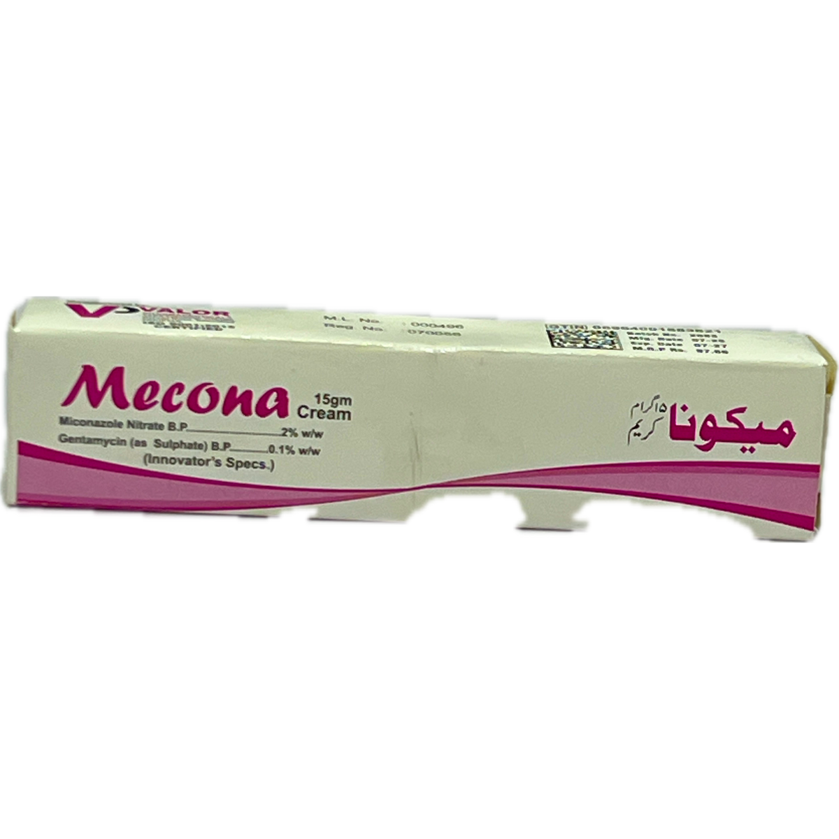 Mecona Cream 15gm - Miconazole Nitrate 2% + Gentamycin 0.1% - Valor