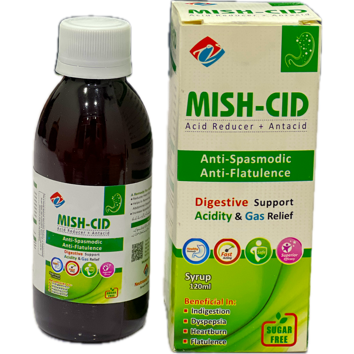 Mish-Cid Syrup 120ml - Acid Reducer + Antacid - Sugar Free