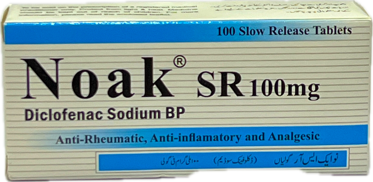 Noak SR 100mg Tablets - Diclofenac Sodium BP 100mg - 100 Slow Release Tablets