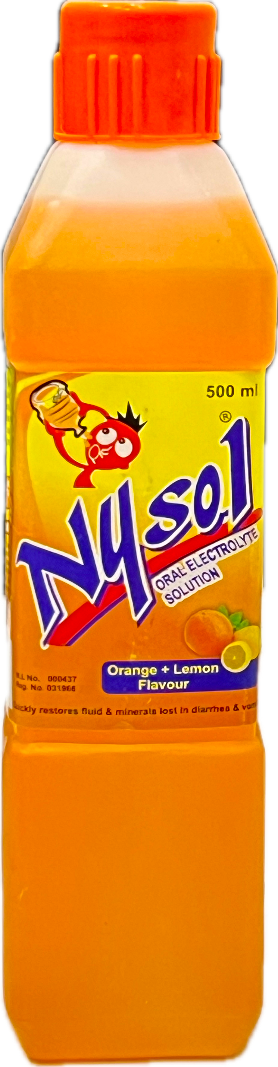 Nysol Oral Electrolyte Solution 500ml - Orange + Lemon Flavour - ORS Liquid