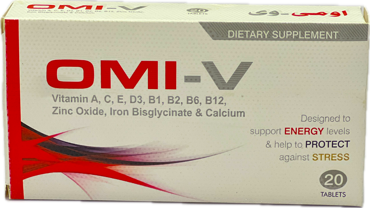 OMI-V Tablets 20s - Multivitamin with Zinc, Iron & Calcium - Energy & Stress Support
