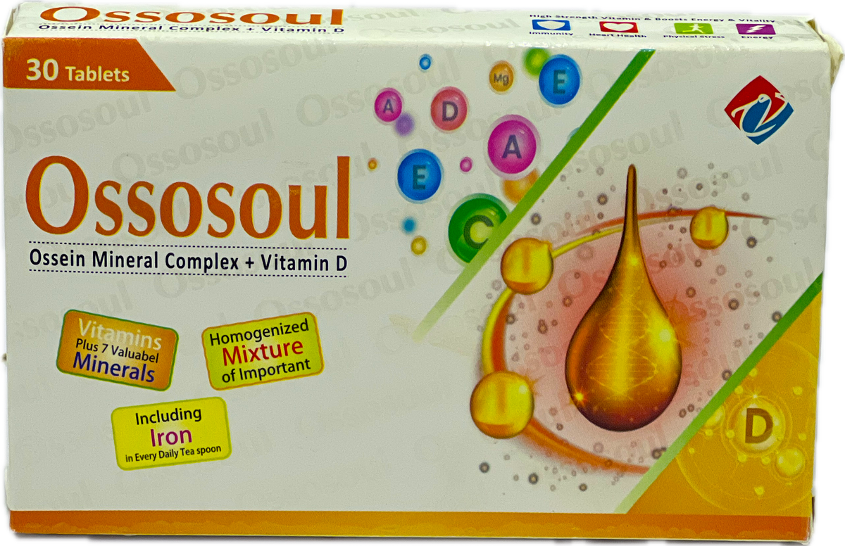 Ossosoul Tablets 30s - Ossein Mineral Complex + Vitamin D - High Strength Vitamins & Minerals