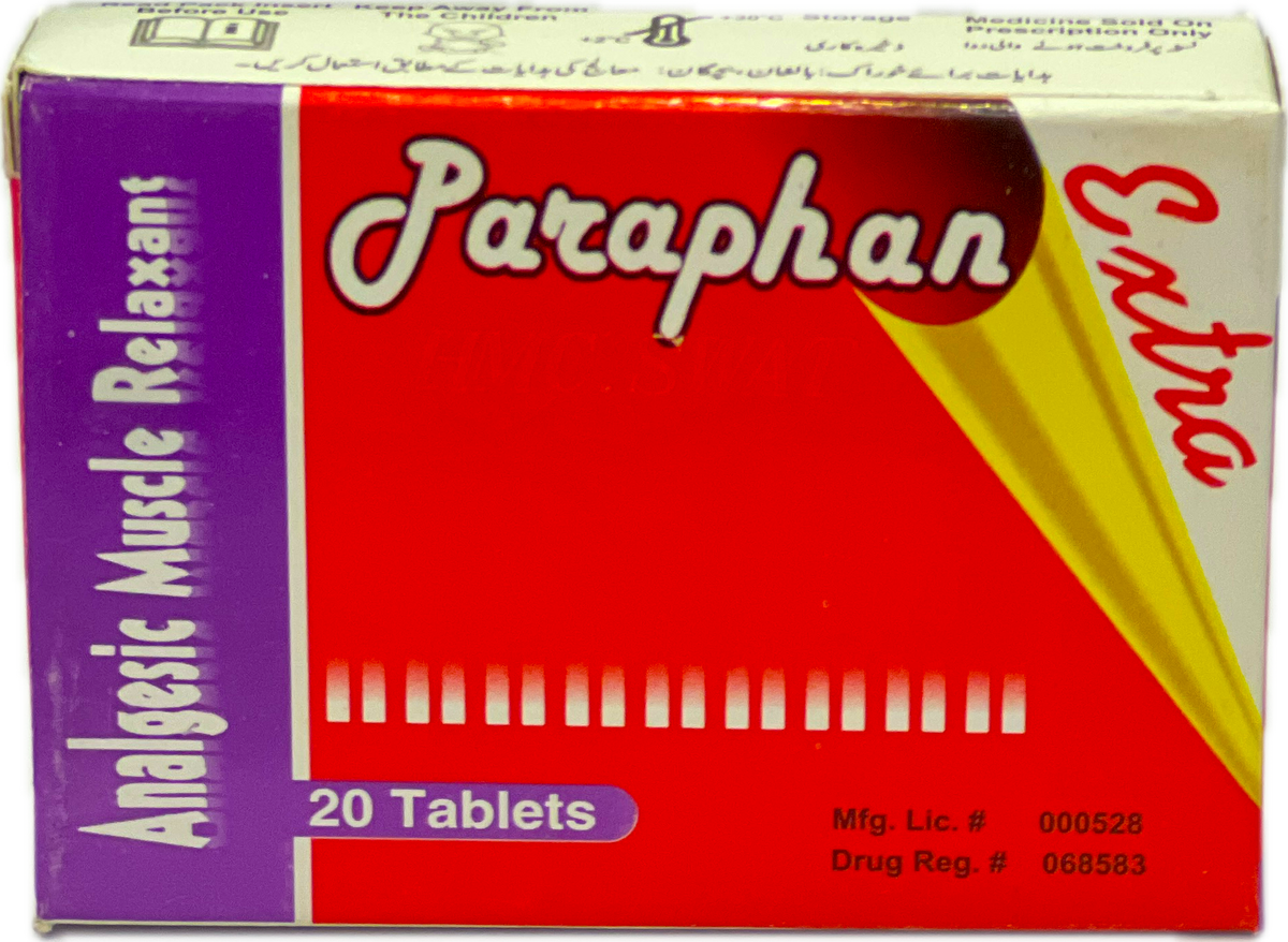 Paraphan Extra Tablets 20s - Analgesic Muscle Relaxant - Paracetamol + Orphenadrine