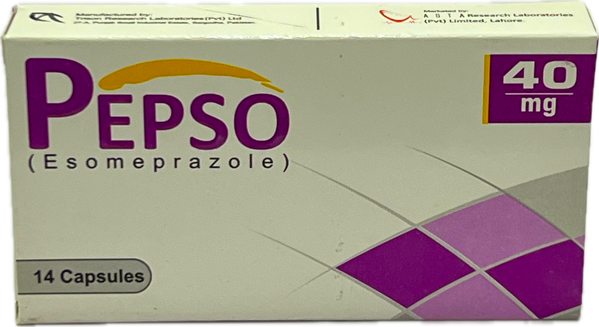 : Pepso 40mg Capsules 14s - Esomeprazole 40mg - Proton Pump Inhibitor