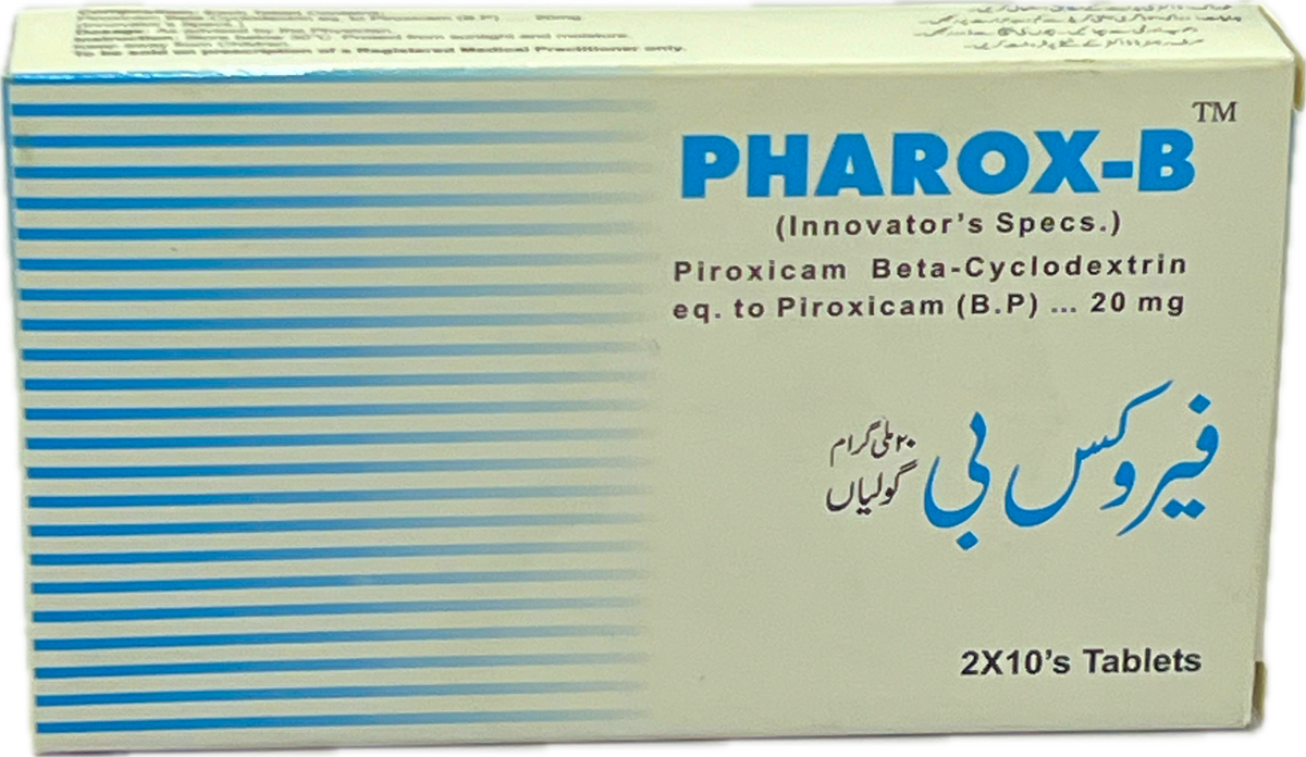 Pharox-B 20mg Tablets 20s - Piroxicam Beta-Cyclodextrin 20mg - NSAID