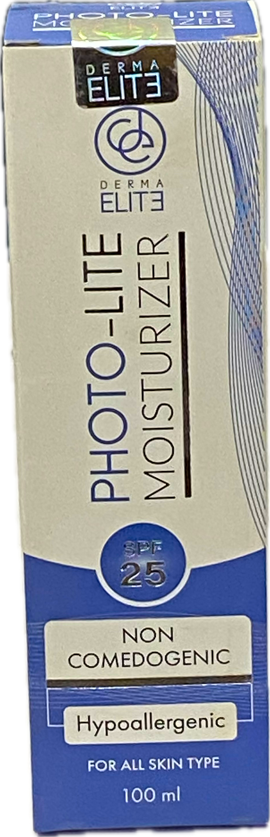 Photo-Lite Moisturizer SPF 25 100ml - Derma Elite - Non Comedogenic - Hypoallergenic