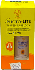 Photo-Lite Tinted Sunblock SPF 60 30gm - Derma Elite - 3 in 1 Multi Benefit Formula - UVA & UVB