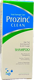 : Prozinc Clean Shampoo 120ml - Total Damage Care - Hair Fall Anti-Dandruff & Anti Fungal