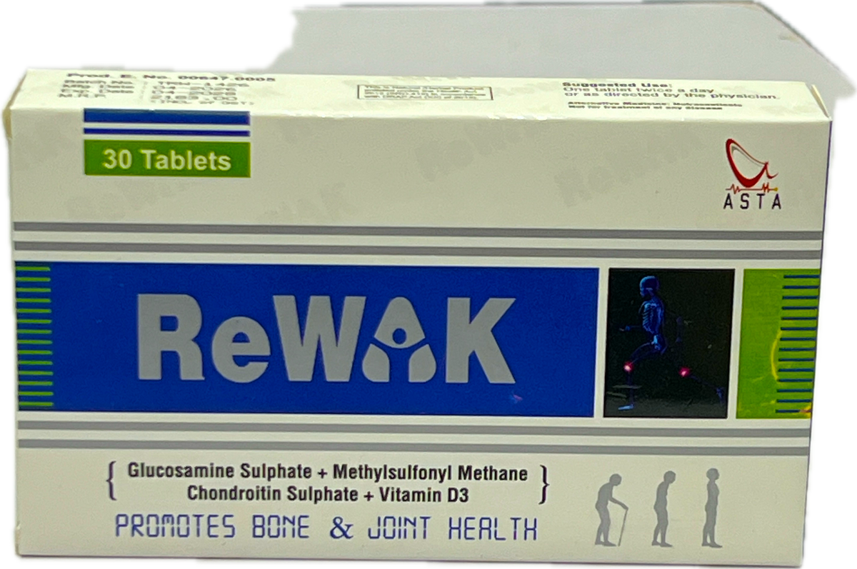 Rewalk Tablets 30s - Glucosamine Sulphate MSM Chondroitin Vitamin D3 - Promotes Bone & Joint Health - Asta