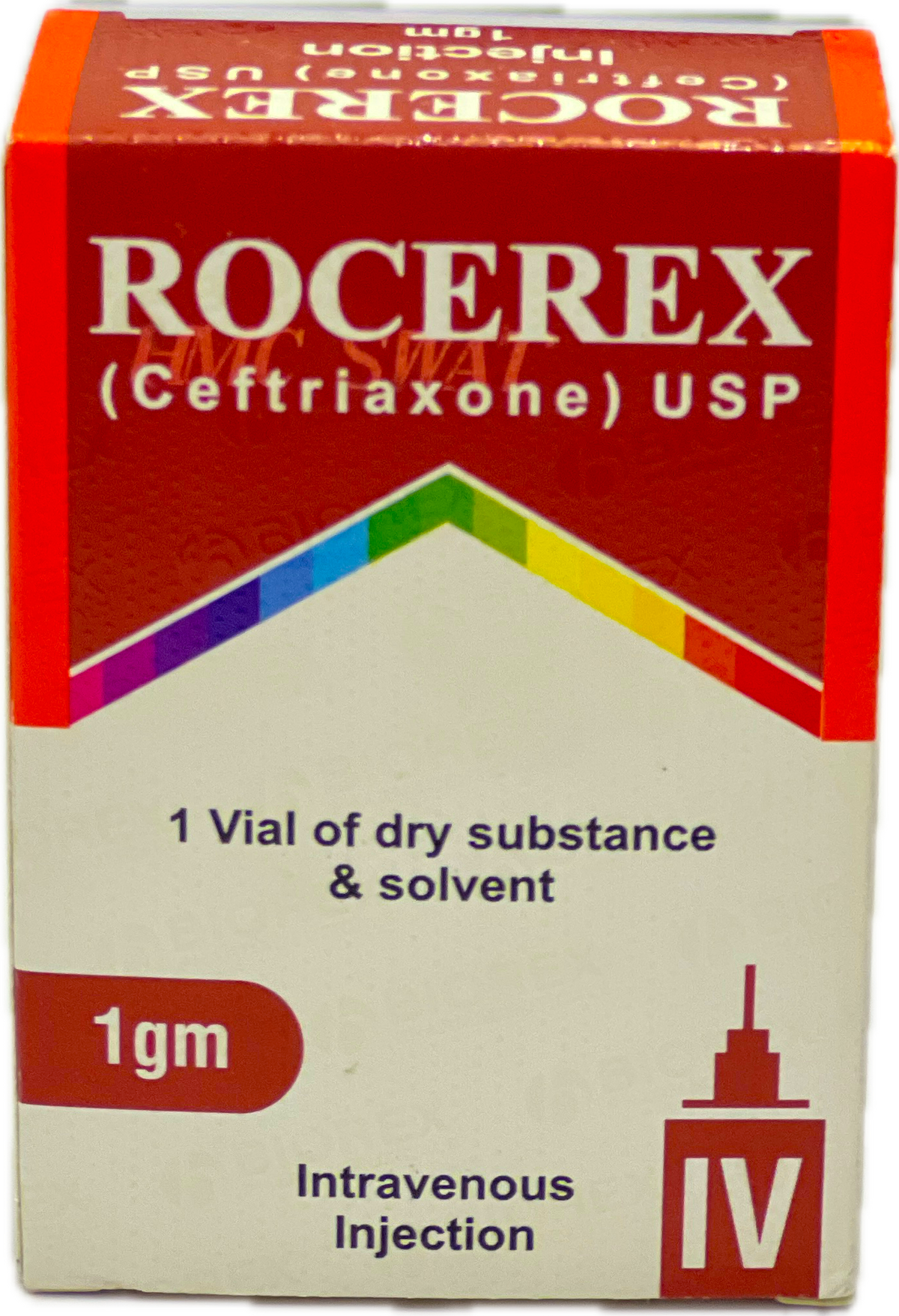 Rocerex 1gm IV Injection - Ceftriaxone USP 1gm - 1 Vial Dry Substance & Solvent