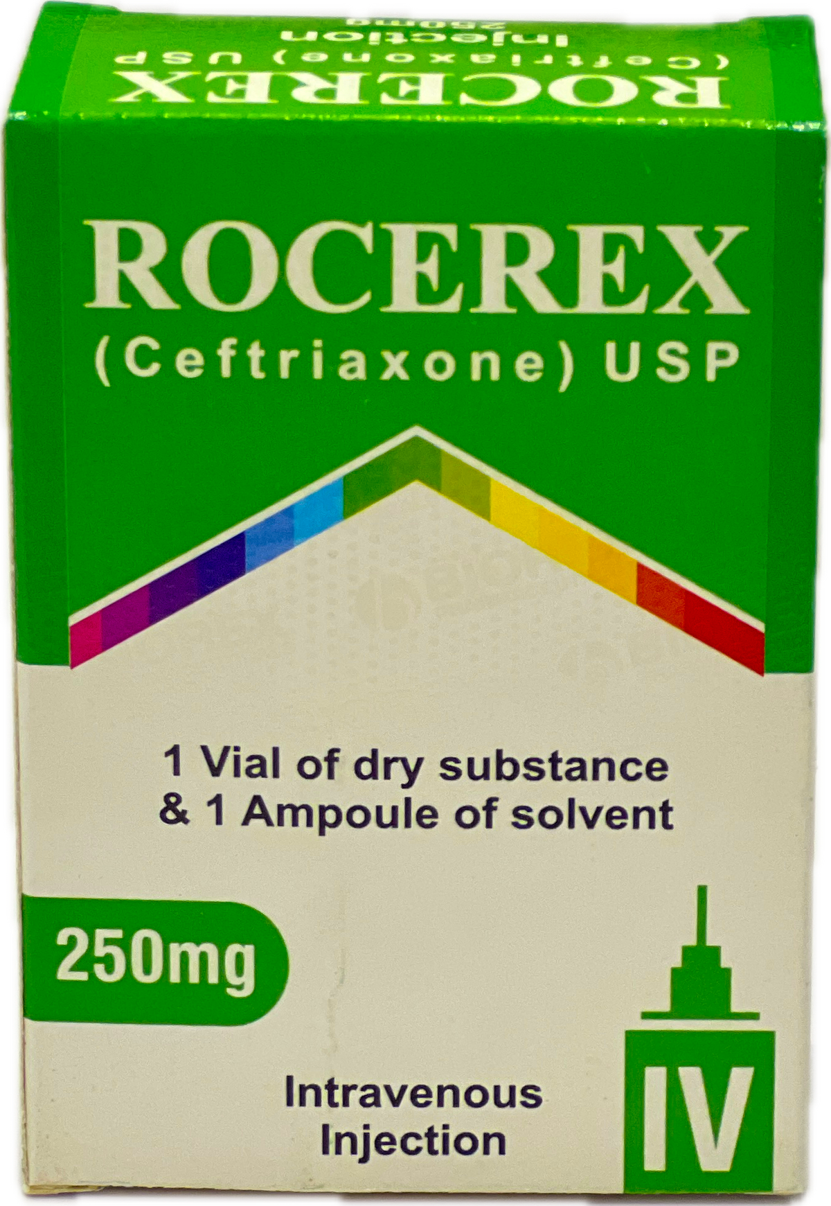 Rocerex 250mg IV Injection - Ceftriaxone USP 250mg - 1 Vial Dry Substance & 1 Ampoule Solvent