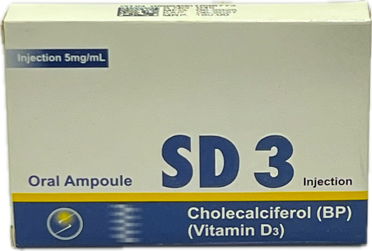 SD3 Injection 5mg/mL - Cholecalciferol BP Vitamin D3 Oral Ampoule - Injection