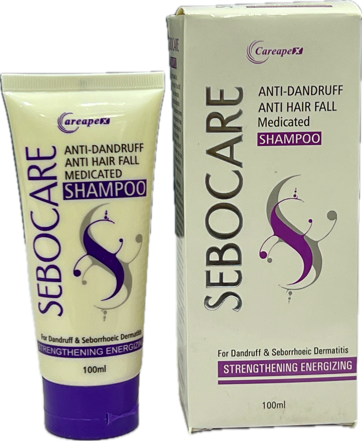 : Sebocare Medicated Shampoo 100ml - Anti-Dandruff Anti Hair Fall - For Dandruff & Seborrhoeic Dermatitis Strengthening Energizing - Careapex