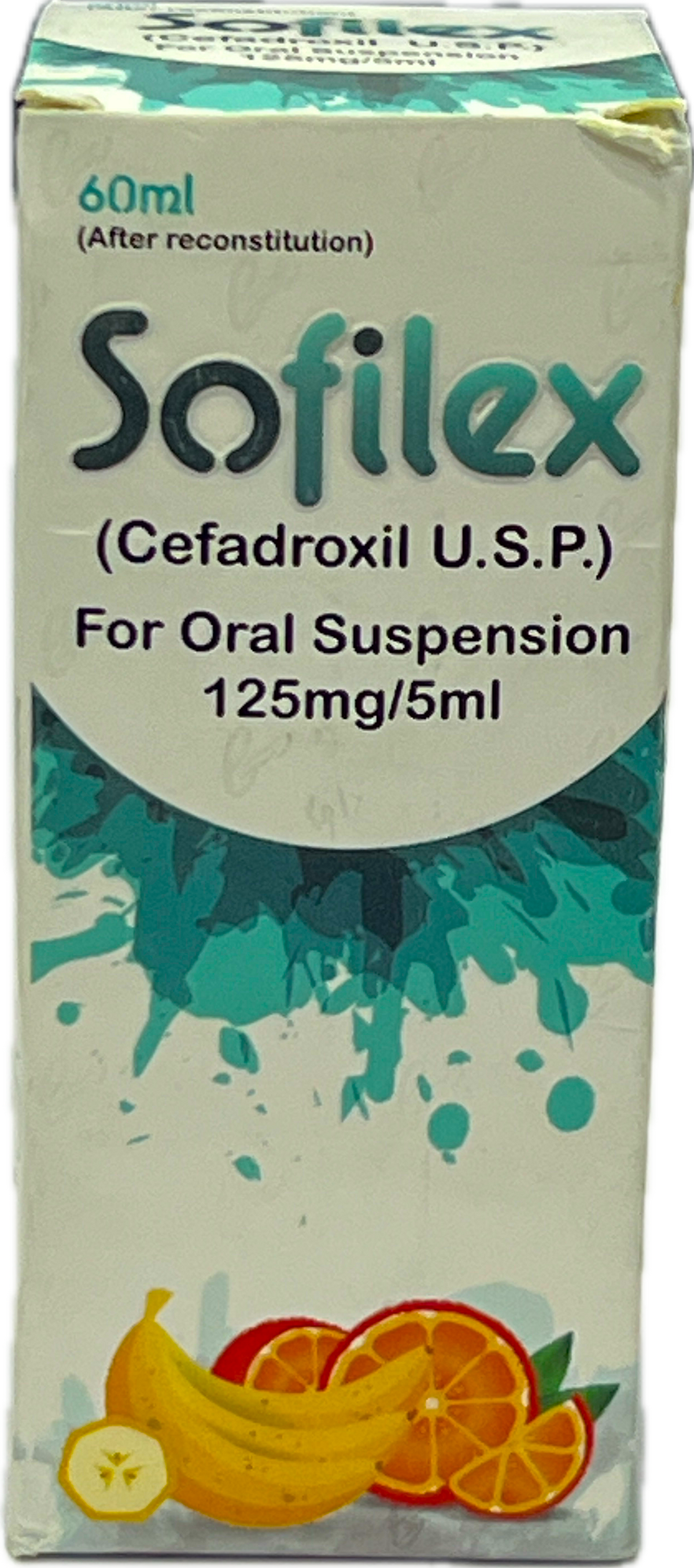 Sofilex Syrup 60ml - Cefadroxil USP 125mg/5ml For Oral Suspension - After Reconstitution - Fruit Flavor
