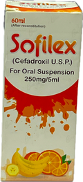 : Sofilex Syrup 60ml - Cefadroxil USP 250mg/5ml For Oral Suspension - After Reconstitution - Fruit Flavor