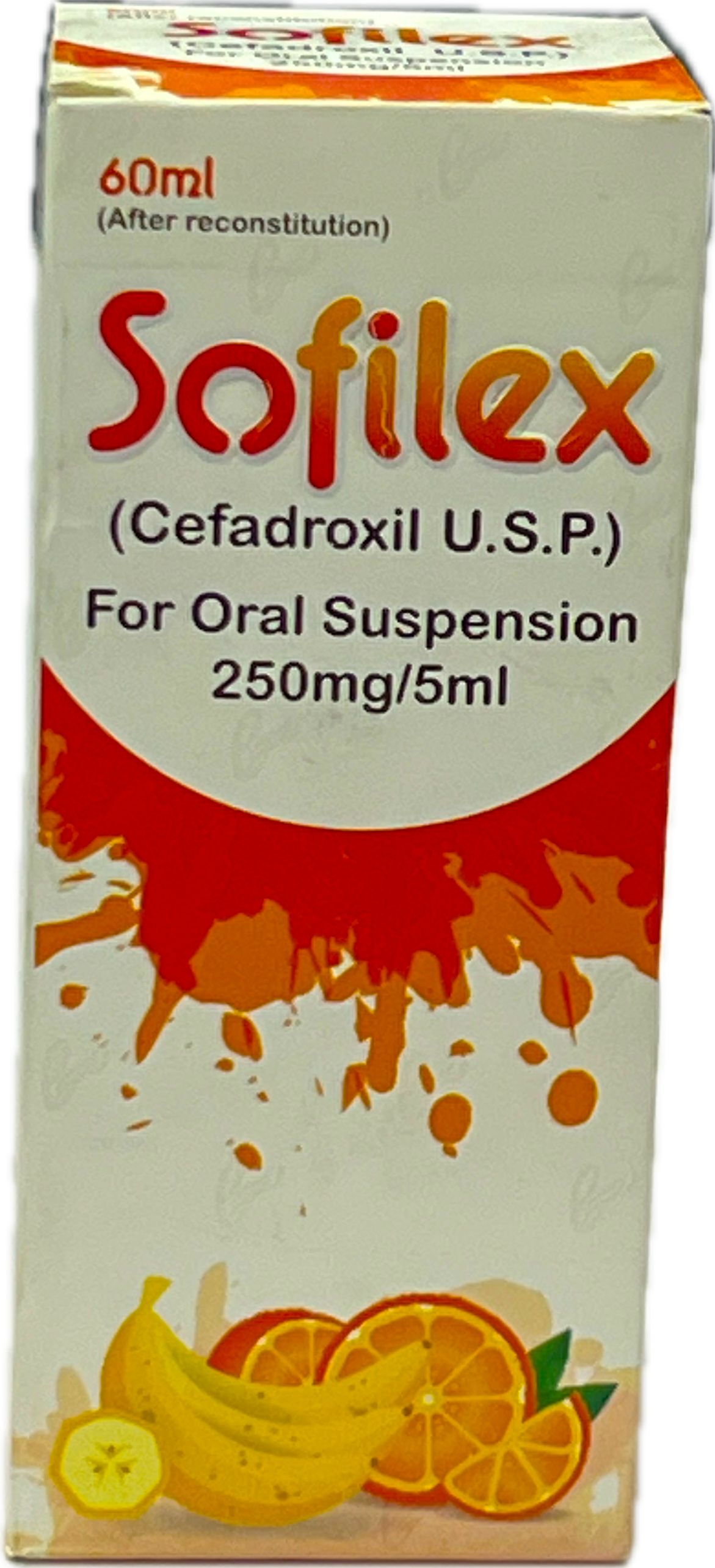 : Sofilex Syrup 60ml - Cefadroxil USP 250mg/5ml For Oral Suspension - After Reconstitution - Fruit Flavor