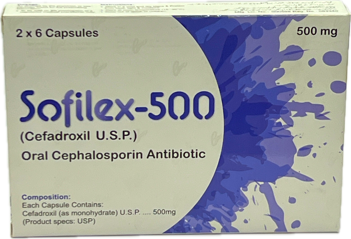 Sofilex-500 Capsules 2x6s - Cefadroxil USP 500mg Oral Cephalosporin Antibiotic - 12 Capsules