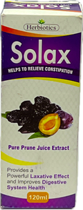 Solax Syrup 120ml - Pure Prune Juice Extract - Helps To Relieve Constipation - Herbiotics