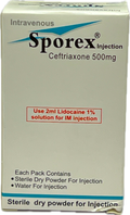 : Sporex Injection 500mg - Ceftriaxone 500mg Sterile Dry Powder for Injection - IV/IM Antibiotic