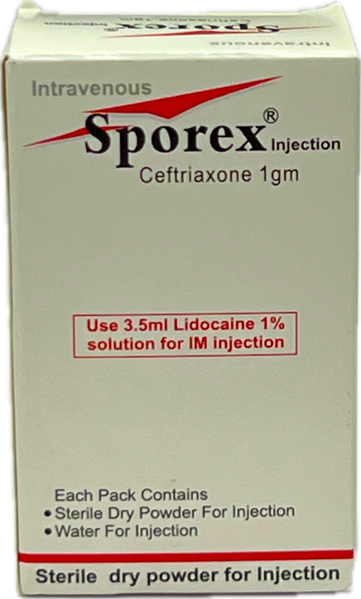 : Sporex Injection 1gm - Ceftriaxone 1gm Sterile Dry Powder for Injection - IV/IM Antibiotic
