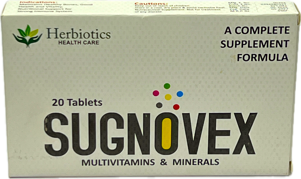 Sugnovex Tablets 20s - Multivitamins & Minerals - A Complete Supplement Formula - Herbiotics