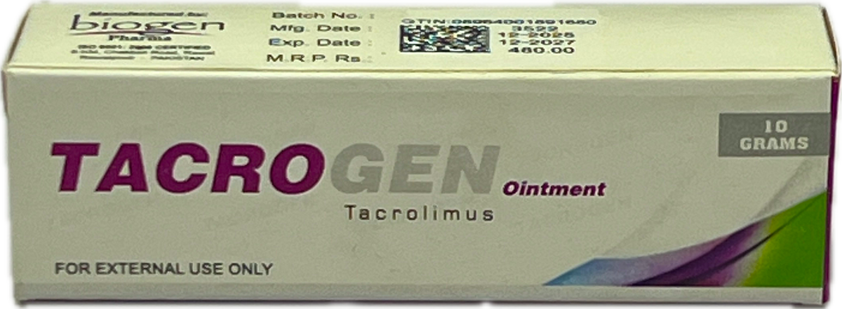 : Tacrogen Ointment 10g - Tacrolimus Ointment - For External Use Only - Biogen Pharma - MRP 480