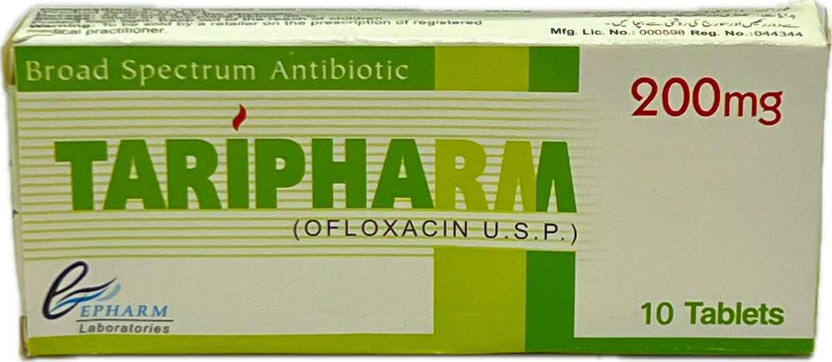 Taripharm Tablets 200mg 10s - Ofloxacin USP 200mg - Broad Spectrum Antibiotic - Epharm