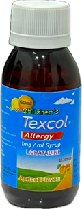 Children's Texcol Allergy Syrup 60ml - Loratadine 1mg/ml Syrup - 24 Hours Relief - Apricot Flavour