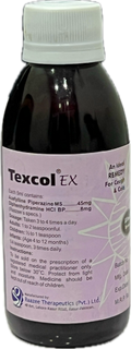 Texcol EX Syrup 120ml - Acefylline Piperazine 45mg + Diphenhydramine 8mg - Remedy For Cough & Cold - Raazee Therapeutics