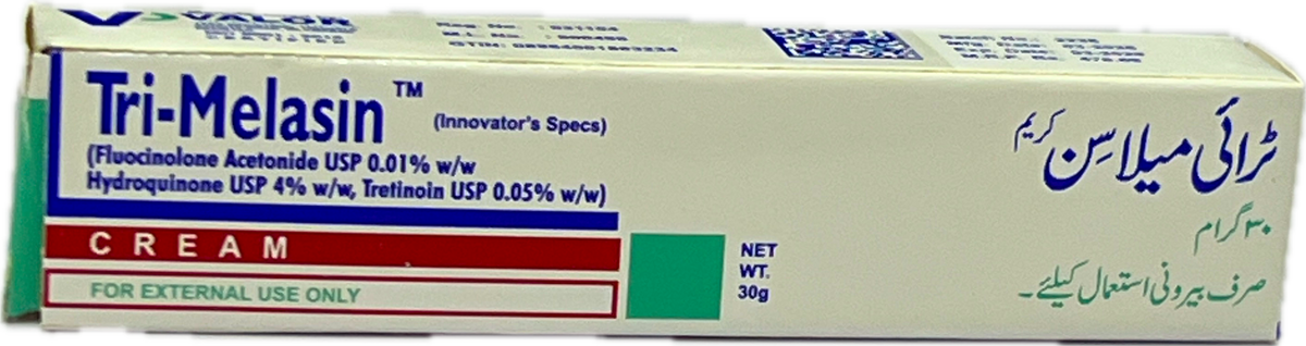 Tri-Melasin Cream 30g - Fluocinolone 0.01% + Hydroquinone 4% + Tretinoin 0.05% - Melasma Cream