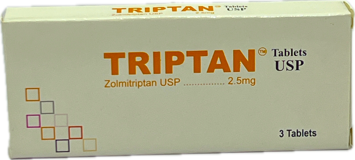 Triptan Tablets USP 2.5mg 3s - Zolmitriptan USP 2.5mg - For Migraine