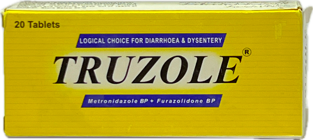 Truzole Tablets 20s - Metronidazole BP + Furazolidone BP - For Diarrhoea & Dysentery