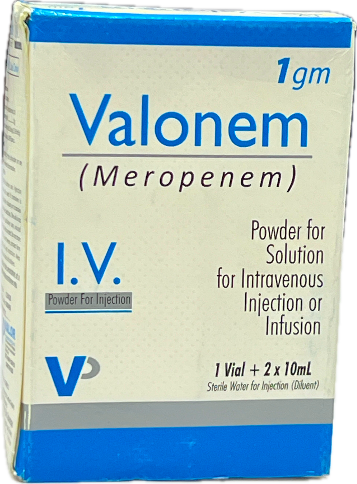 Valonem Injection 1gm - Meropenem - Powder For IV Injection Infusion - 1 Vial + 2x10mL
