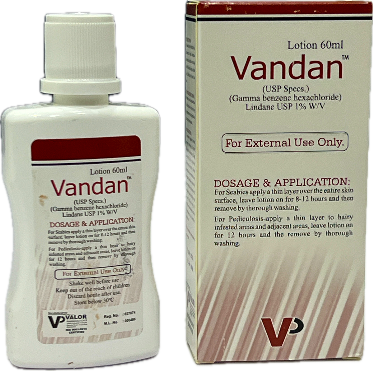 Vandan Lotion 60ml - Lindane USP 1% W/V - Gamma Benzene Hexachloride - Scabies Lice Lotion